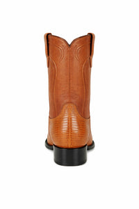 Los Altos Men's Genuine Lizard Teju Skin Saddle Zipper Roper Toe Boot