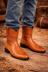 Los Altos Men's Genuine Lizard Teju Skin Saddle Zipper Roper Toe Boot