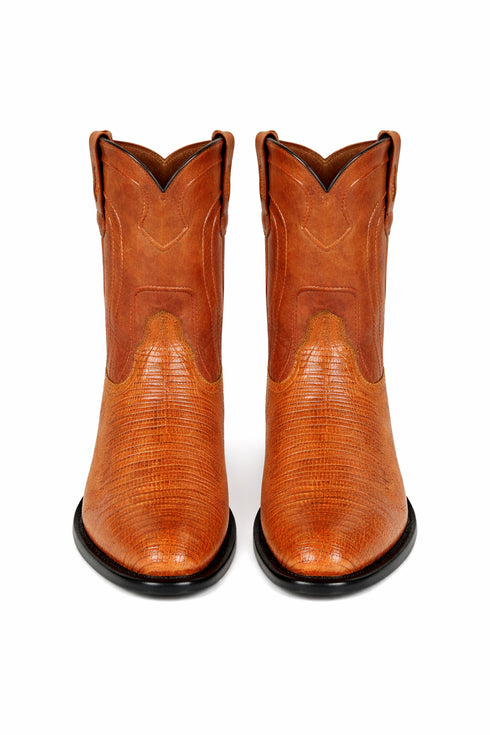 Los Altos Men's Genuine Lizard Teju Skin Saddle Zipper Roper Toe Boot