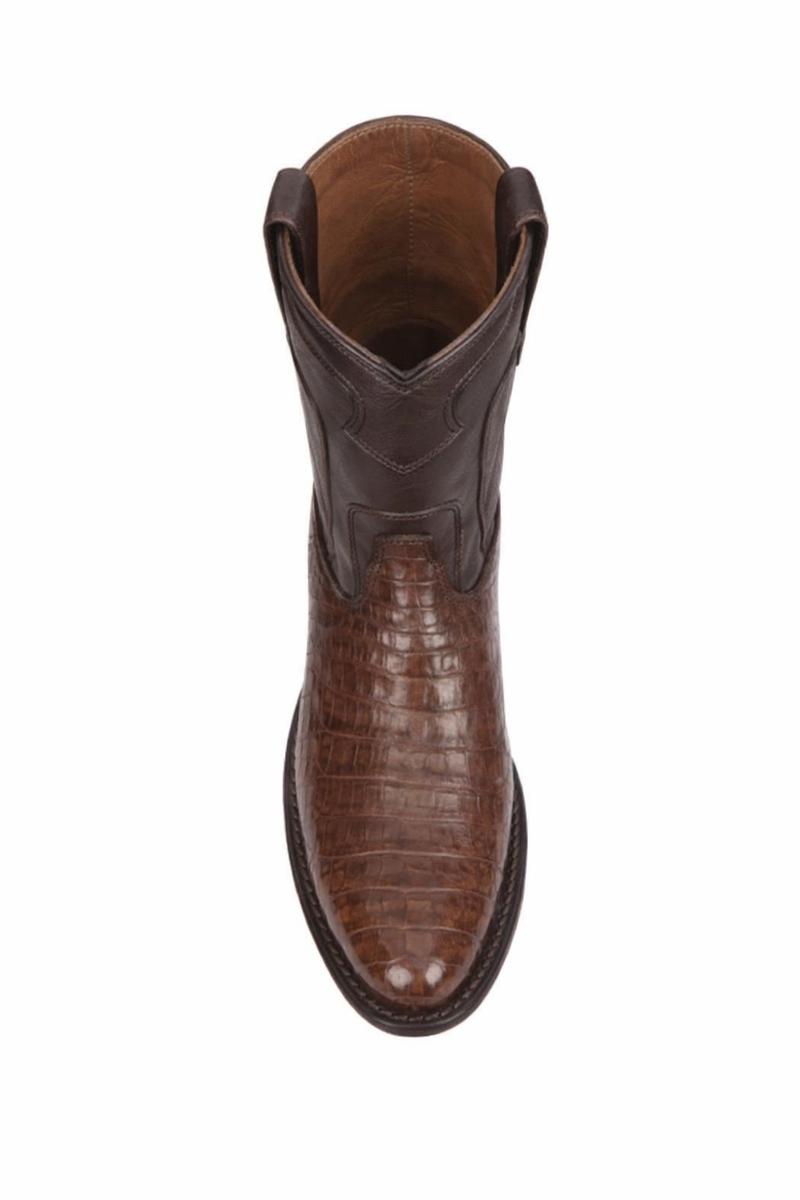 Los Altos Mens Original Caiman Belly Brown Roper Toe Boot – OvercoatUSA