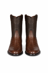 Los Altos Mens Original Caiman Belly Brown Roper Toe Boot