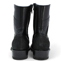 Los Altos Men's Original Python Skin European Toe Short Boots - Black 76BFN5705