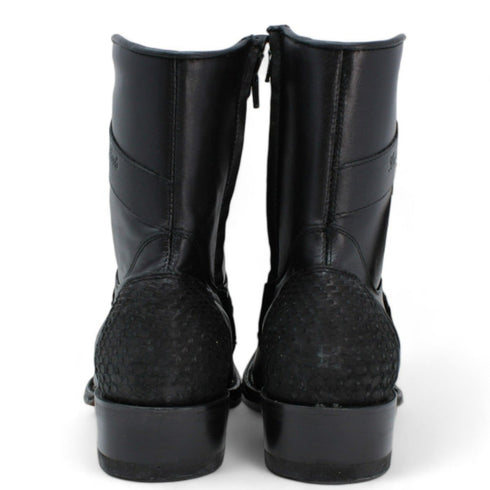 Los Altos Men's Original Python Skin European Toe Short Boots - Black 76BFN5705