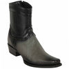 Los Altos Men's Original Smooth Ostrich Skin European Toe Short Boots - Grey