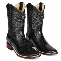 Ostrich Leg Square Toe Cowboy Boots