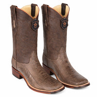 Ostrich Leg Square Toe Cowboy Boots