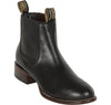 Los Altos Men's Round Toe Leather Short Boots - Black 50B2105