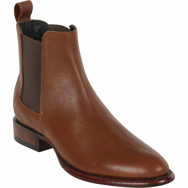 Los Altos Men's Round Toe Leather Short Boots - Brown 69B2107