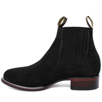 Los Altos Men's Round Toe Suede Leather Short Boots - Black 50B6305