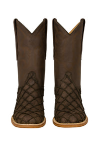 Los Altos Men's Tabacco Genuine Pirarucu Wide Square Toe Boot