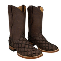 Los Altos Men's Tabacco Genuine Pirarucu Wide Square Toe Boot