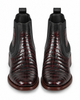 Los Altos Men's Wide Square Toe Caiman Belly Short Boots - Black Cherry 82BV8218