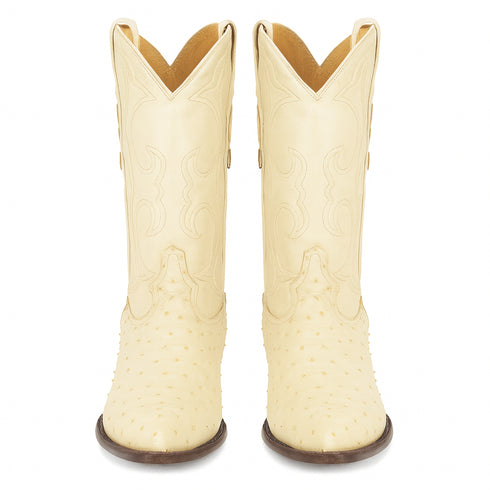 Los Altos Men's Winter White Genuine Full Quill Ostrich Boots