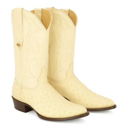 Los Altos Men's Winter White Genuine Full Quill Ostrich Boots