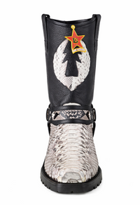 Los Altos Natural & Black Python Biker Boots