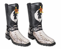 Los Altos Natural & Black Python Biker Boots