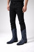 J Toe Cowboy Boots - J Toe Western Boots - Los Altos Navy J-Toe Genuine Teju Lizard