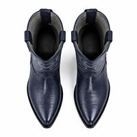 J Toe Cowboy Boots - J Toe Western Boots - Los Altos Navy J-Toe Genuine Teju Lizard