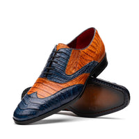 Marco Di Milano Luciano Crocodile Classic Wingtip Dress Shoes Oxfords