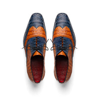 Marco Di Milano Luciano Crocodile Classic Wingtip Dress Shoes Oxfords