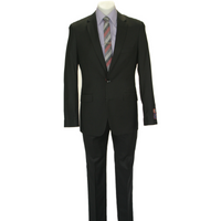 Carlo Lusso Black Two-button Poly Blend Suit