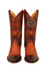 Men's King Exotic Snip Toe Sharkskin Boots Handcrafted Burnished Cognac (494RD0903)