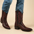 Mens King Exotic Ostrich Leg Boots Black Cherry (4980518)