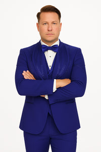 Royal Blue Italian Wool 3-Piece Modern Fit Tuxedo