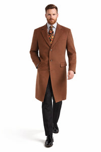 Men's Vicuna - Light Brown Coat - 100% Wool Vicuna - Light Brown Overcoat - Mens Topcoat