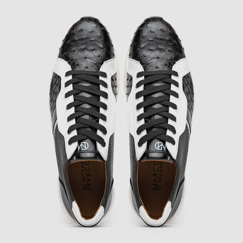 Marco Di Milano Lyon II Ostrich Quill & Calfskin Sneakers