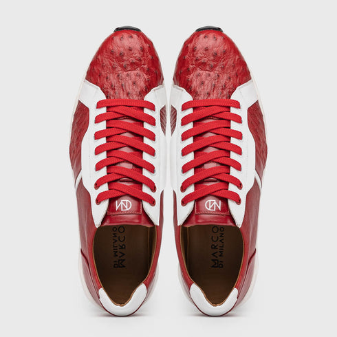 Marco Di Milano Lyon II Ostrich Quill & Calfskin Sneakers