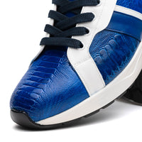 Marco_Di_Milano Lyon: Blue Leather & White Accent Dress Shoe