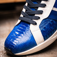 Marco_Di_Milano Lyon: Blue Leather & White Accent Dress Shoe