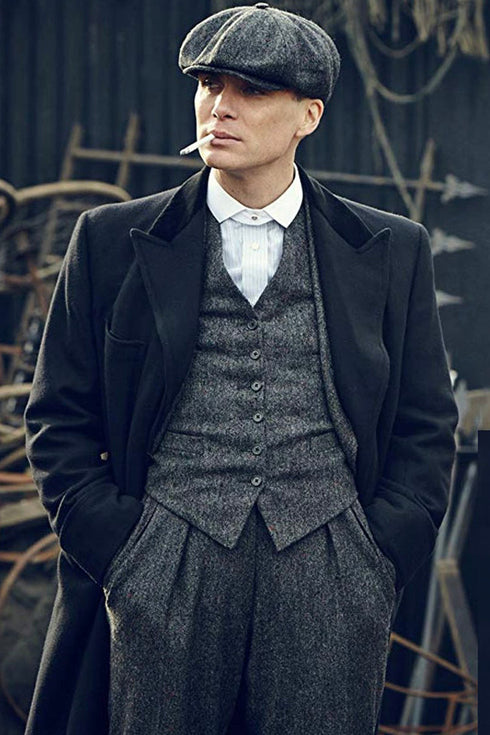 Mens Peaky Blinders Costume Thomas Shelby Grey Herringbone Outfit