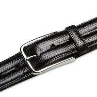 Mezlan Classic Lizard Belt Black