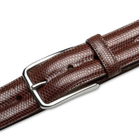 Mezlan Classic Lizard Belt Dark Brown