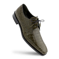 Mezlan Anderson Crocodile Derby Shoes Olive (13584-F)