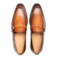 Mezlan Salato Leather / Rubber Strap Loafer Dark Cognac (20965)