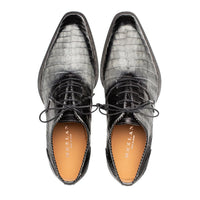 Mezlan Westside Two-Tone Crocodile Oxford Pearl Grey / Black (50172-F)