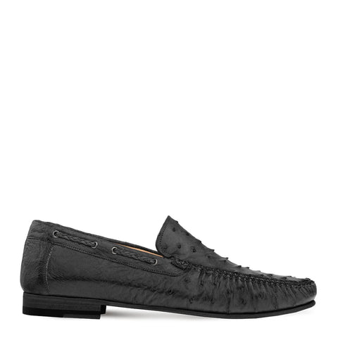 Mens Mezlan Rollini Ostrich Quill  Dress Shoe Loafer in Black