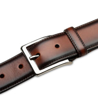 Mezlan Classic Calfskin Patina Belt Cognac