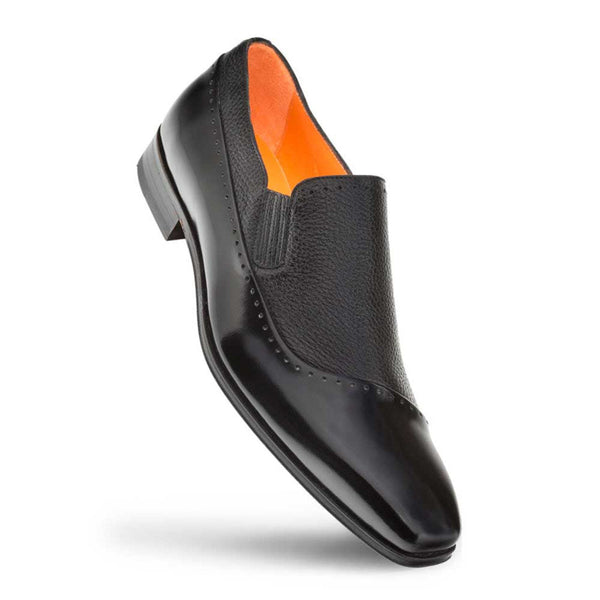 Mezlan Black Deerskin and Calf leather Slip-on for men