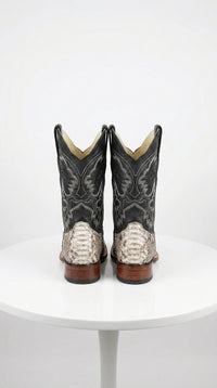 Natural Python Square Toe Boots