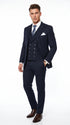 Men’s Navy Gangster Pinstripe Suit with 2 Button Jacket, Double Breasted Vest and Pants