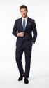 Men’s Navy Linen Suit for Beach Wedding, Summer Dress Suit with Jacket and Pants
