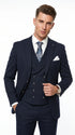 Men’s Navy Gangster Pinstripe Suit with 2 Button Jacket, Double Breasted Vest and Pants