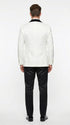 Marco Lorenzo Premium White Paisley 4 Piece Suit with Black Velvet Shawl Lapel and Matching Bow Tie