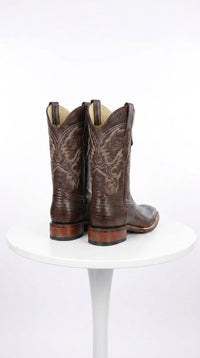 Men’s Brown Armadillo Ranchera Toe Cowboy Boots with TPU Sole, Western Dress Boots
