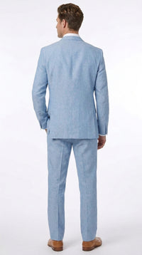 Men’s Light Blue Linen Suit – 2 Button Summer Wedding, Beach Wedding & Business Suit