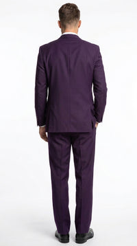Men’s Purple 2 Button Fashion Suit with Double Breasted Vest, Formal Wedding Prom Dress Suit